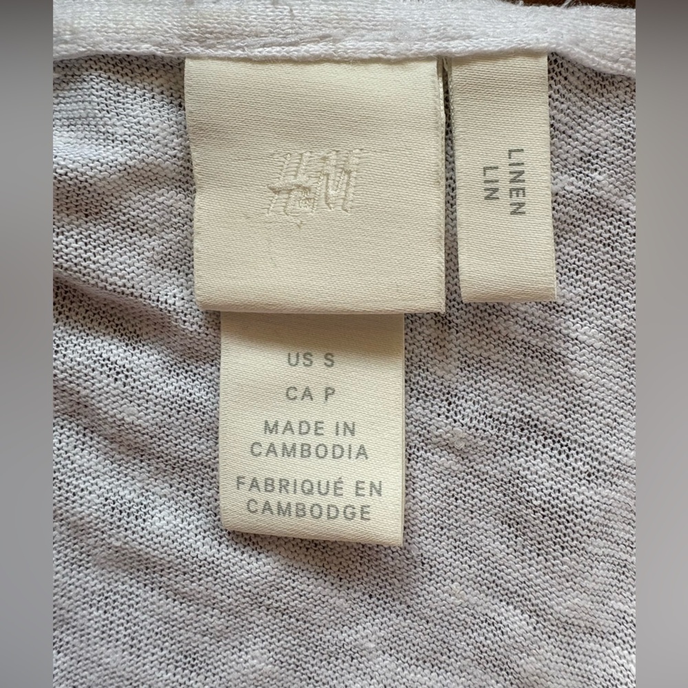 H&M women’s linen V neck lightweight beachy top ties at sleeve sz small preloved - Picture 2 of 6